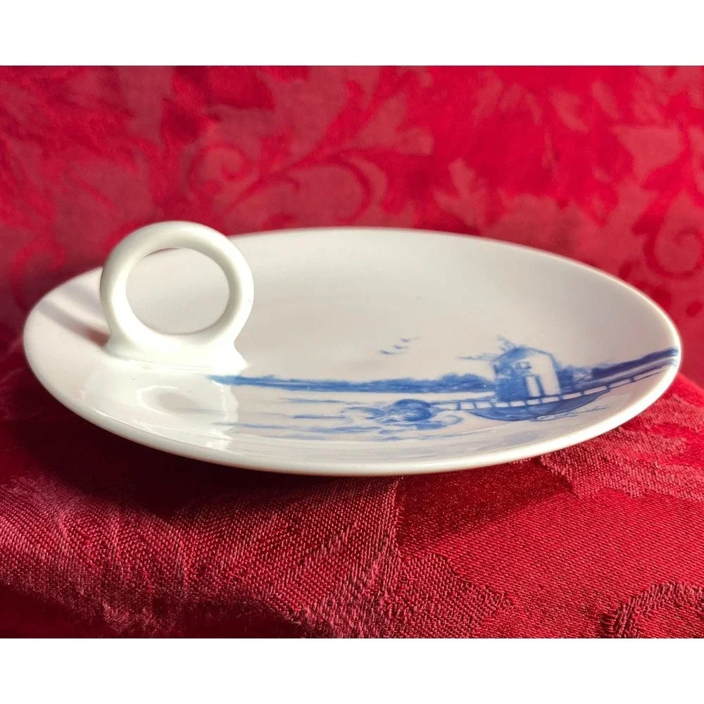Vintage Epiag Royal Finger Ring Plate Hand Painted Blue Czechoslovakia 1920s